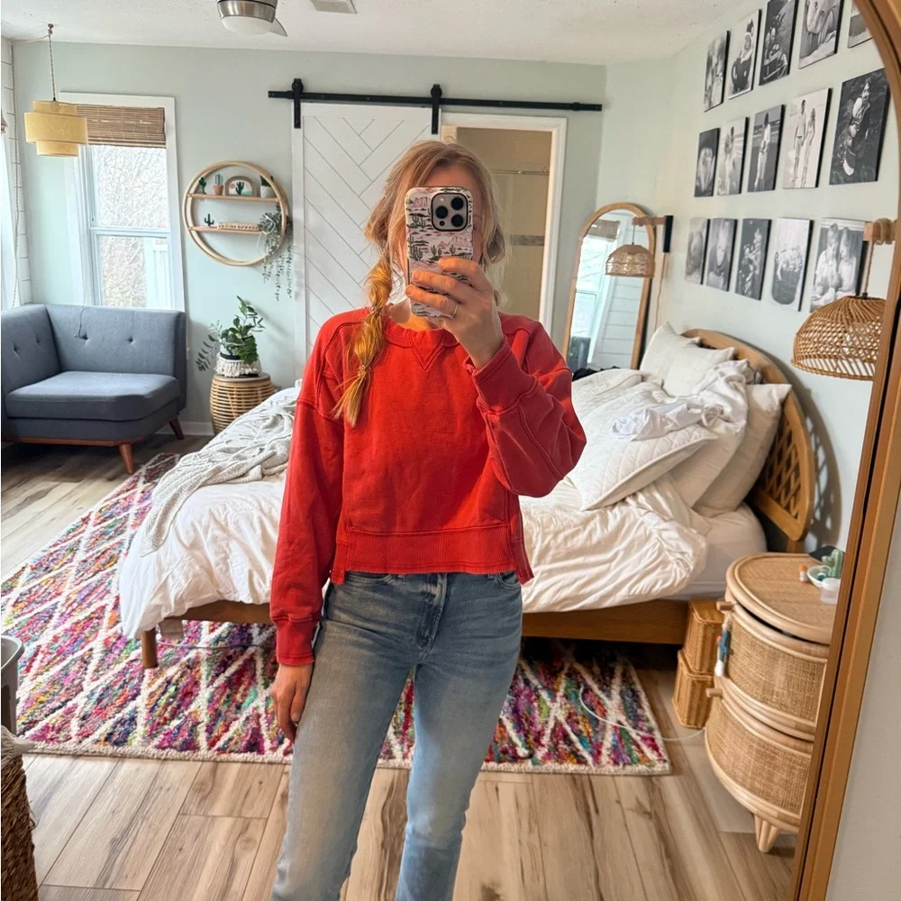 Free People Intercept sweatshirt in red XS - Picture 2 of 9